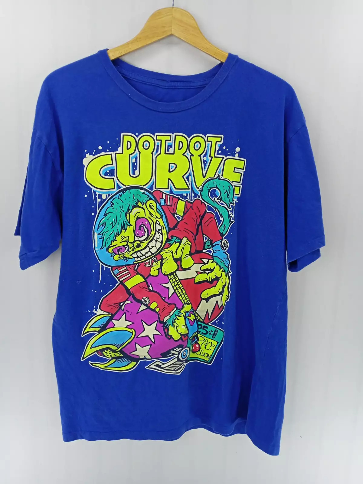 Vtg DOT DOT CURVE Band Short Sleeve Cotton Blue Full Size Unisex Shirt