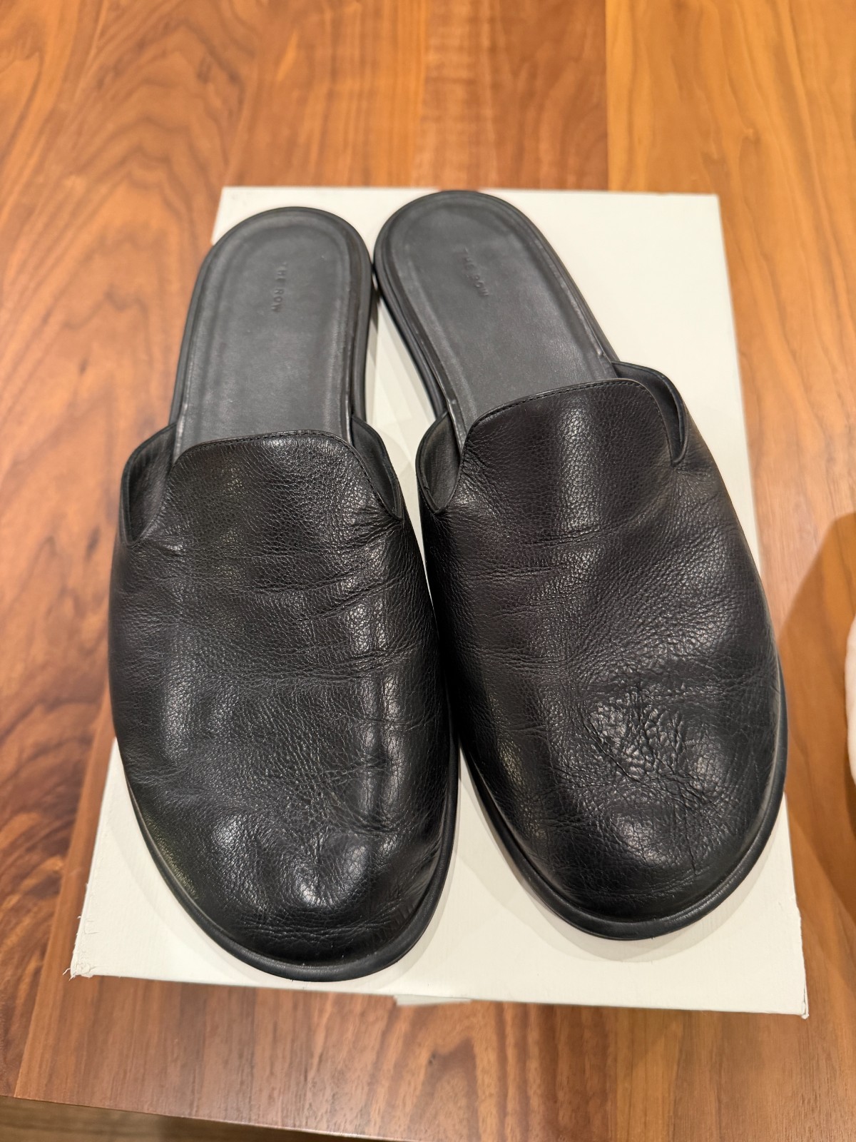 🔥 The Row Roger Leather Black Slide Slippers 43 EU 9.5 US