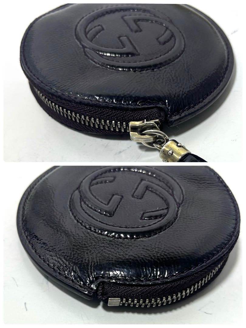 GUCCI Coin Case SOHO Leather Round Card Case Fringe