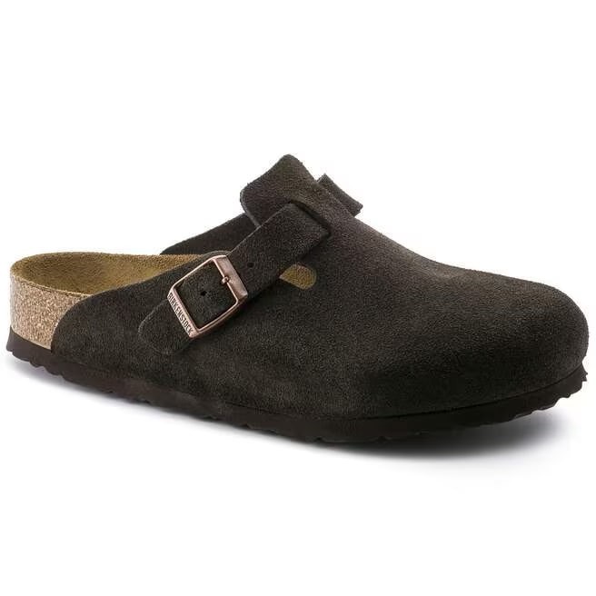 BIRKENSTOCK Boston Soft Footbed Suede Leather Mocha Unisex Clog Shoes