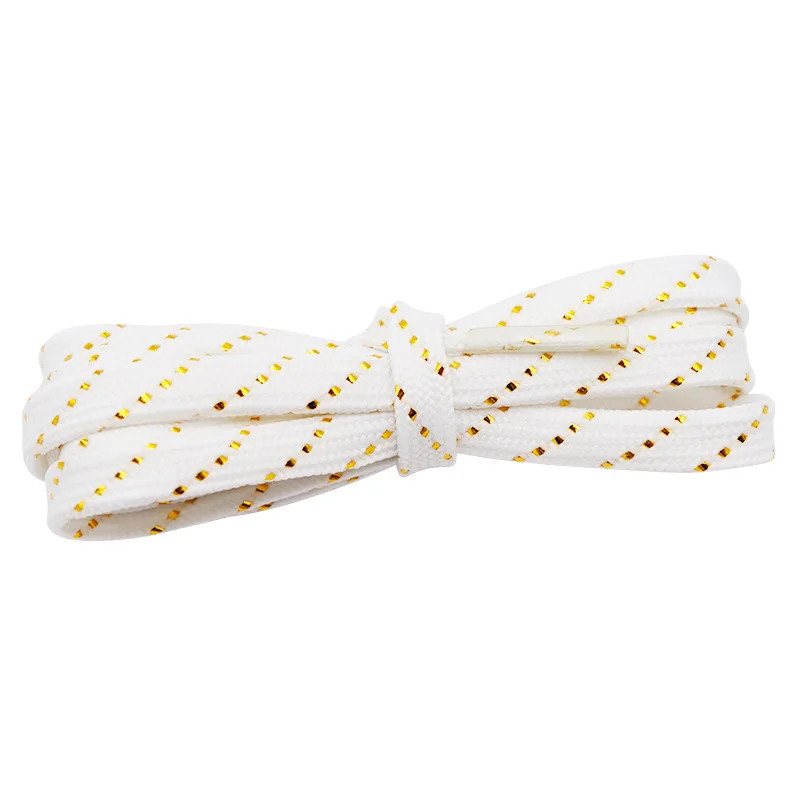 Luxury Gold wire Flat Shoelaces Sneakers Casual Shoe laces 7mm Wide Rope Shoelac