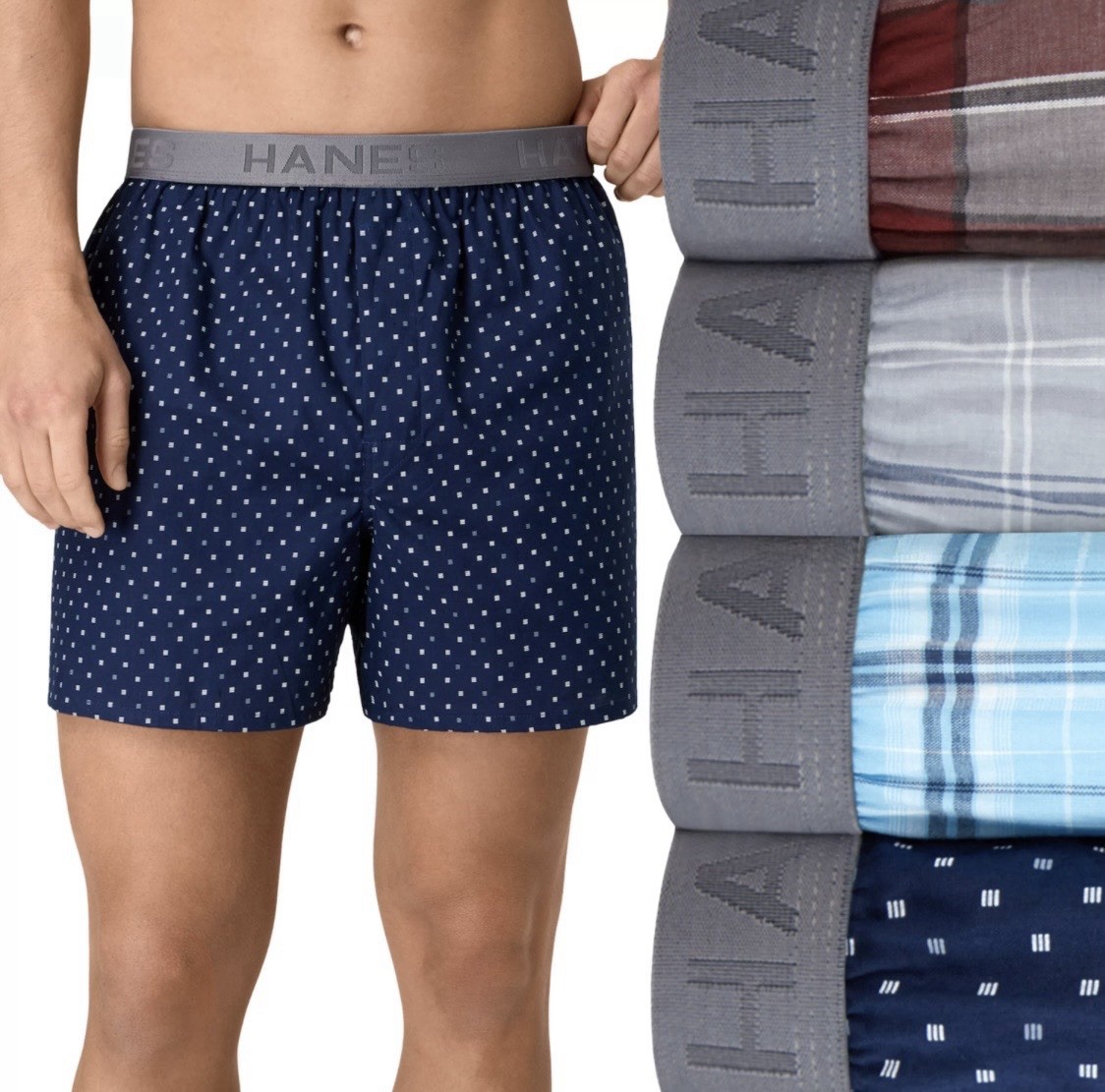 Men’s Hanes 5 Pack Tagless Boxers Assorted Colors / Choose your Size