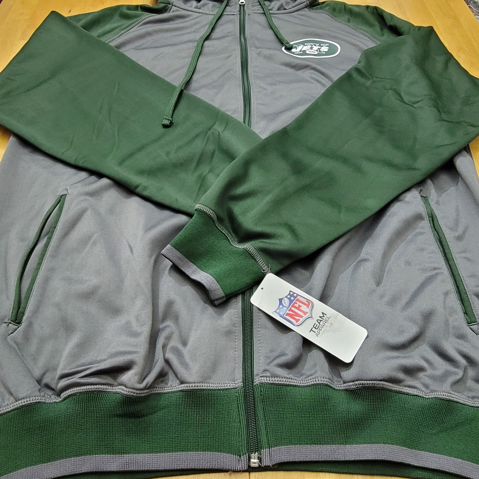 New York Jets NFL TX3 COOL Full Zip Hoodie Jacket Mens XLT Green/Gray NWT