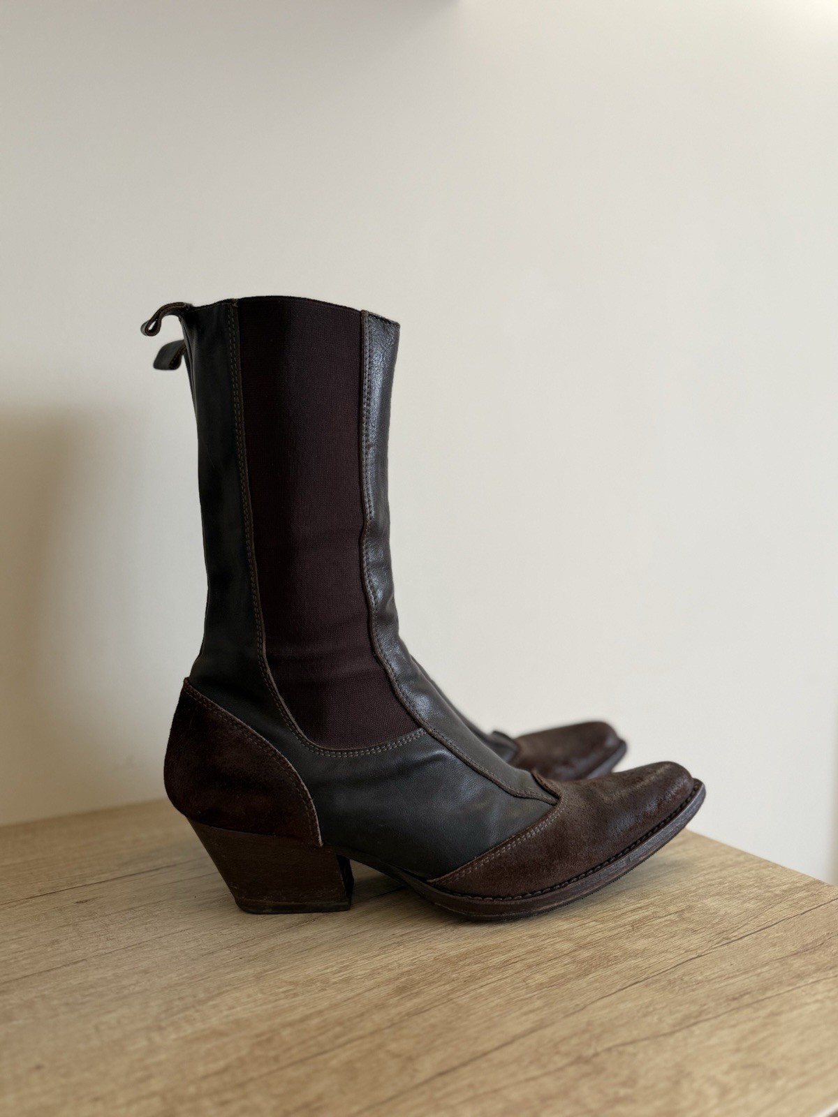 MOMA Distressed Leather Boots Avant Garde Italy Guidi Style Brown 39.5 Rare