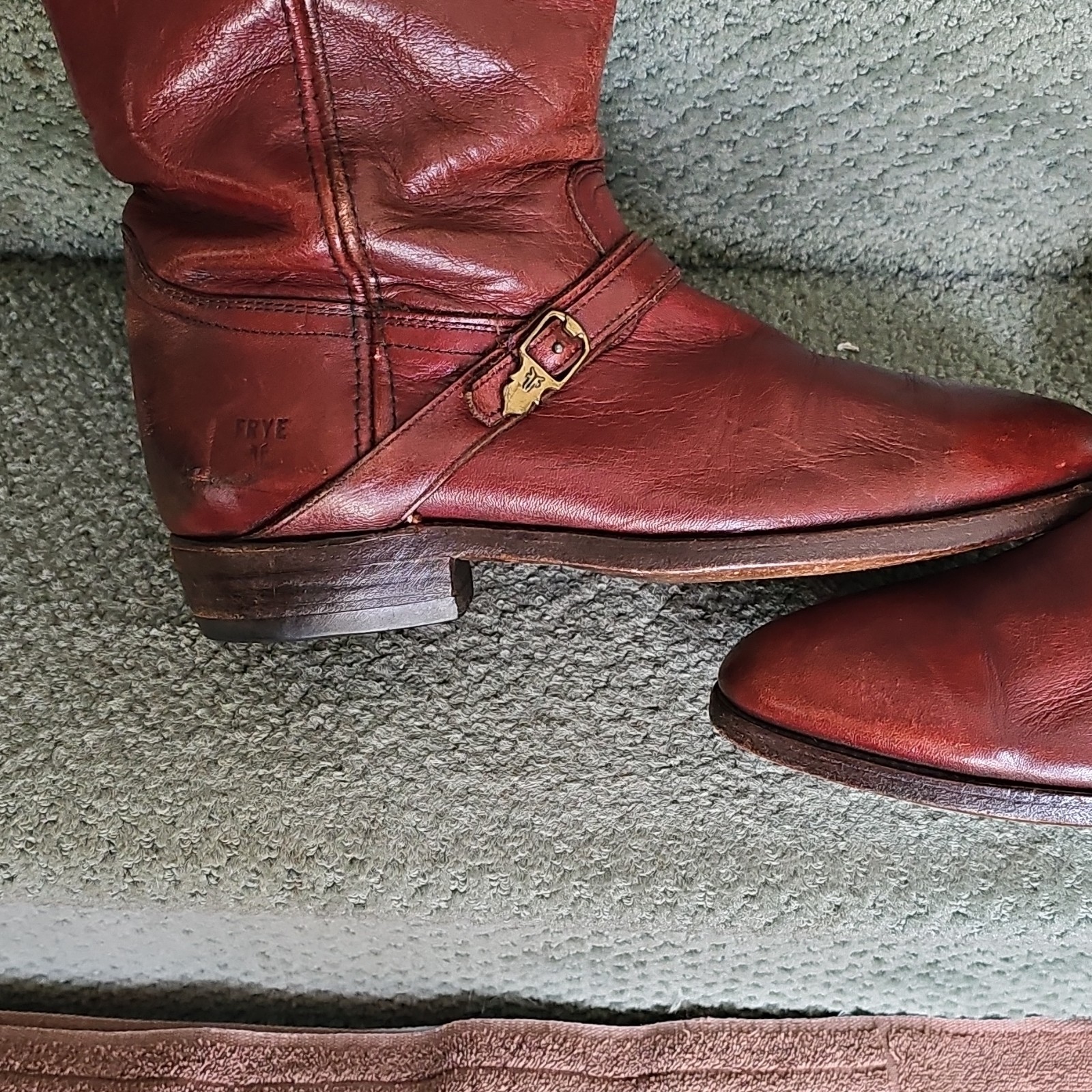 Frye Red Leather dress Mid-Calf Boots Buckle Campus, Men’s Size 10,1/2D ,Campus