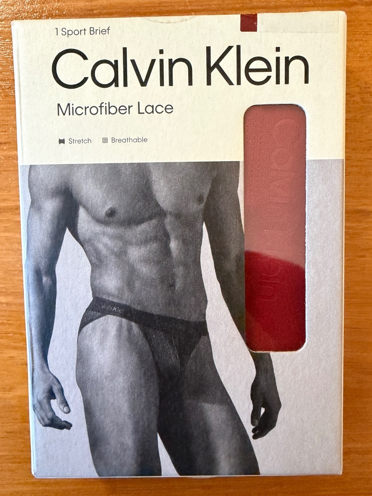 New Calvin Klein Microfibre Lace Sport Brief, Fall Berry, Extra Large
