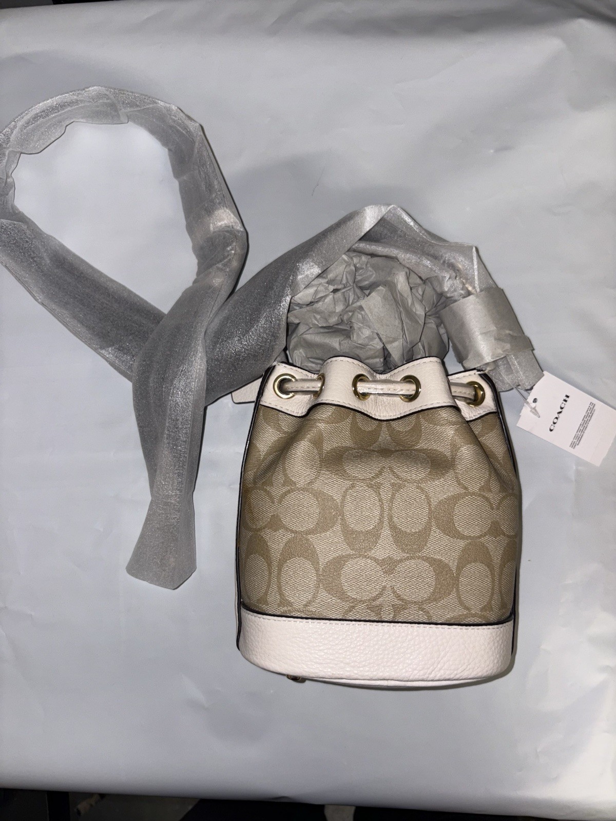coach Dempsey Drawstring Bucket Bag 15 In Signature Canvas C5121