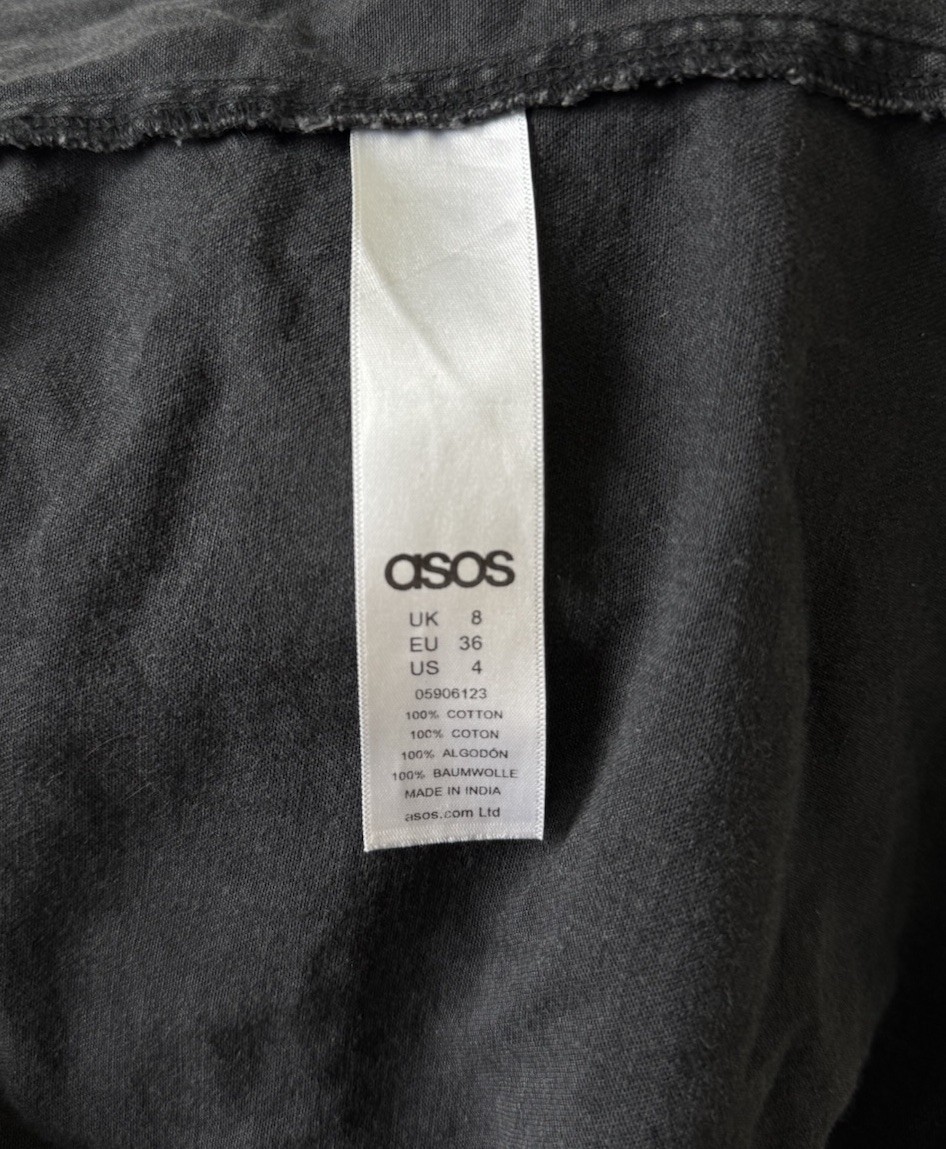 ASOS Denim Black Collared Button-Up Denim Shirt Cotton Long Sleeve Women’s 4