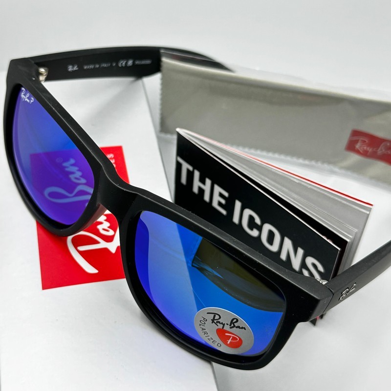 54mm Ray-Ban RB4165 622/55 Justin Black Frame Blue Polarized Lenses Sunglasses