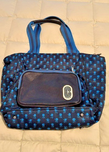 COACH Court Tote Bag with Badland Floral Print Midnight- blue/black