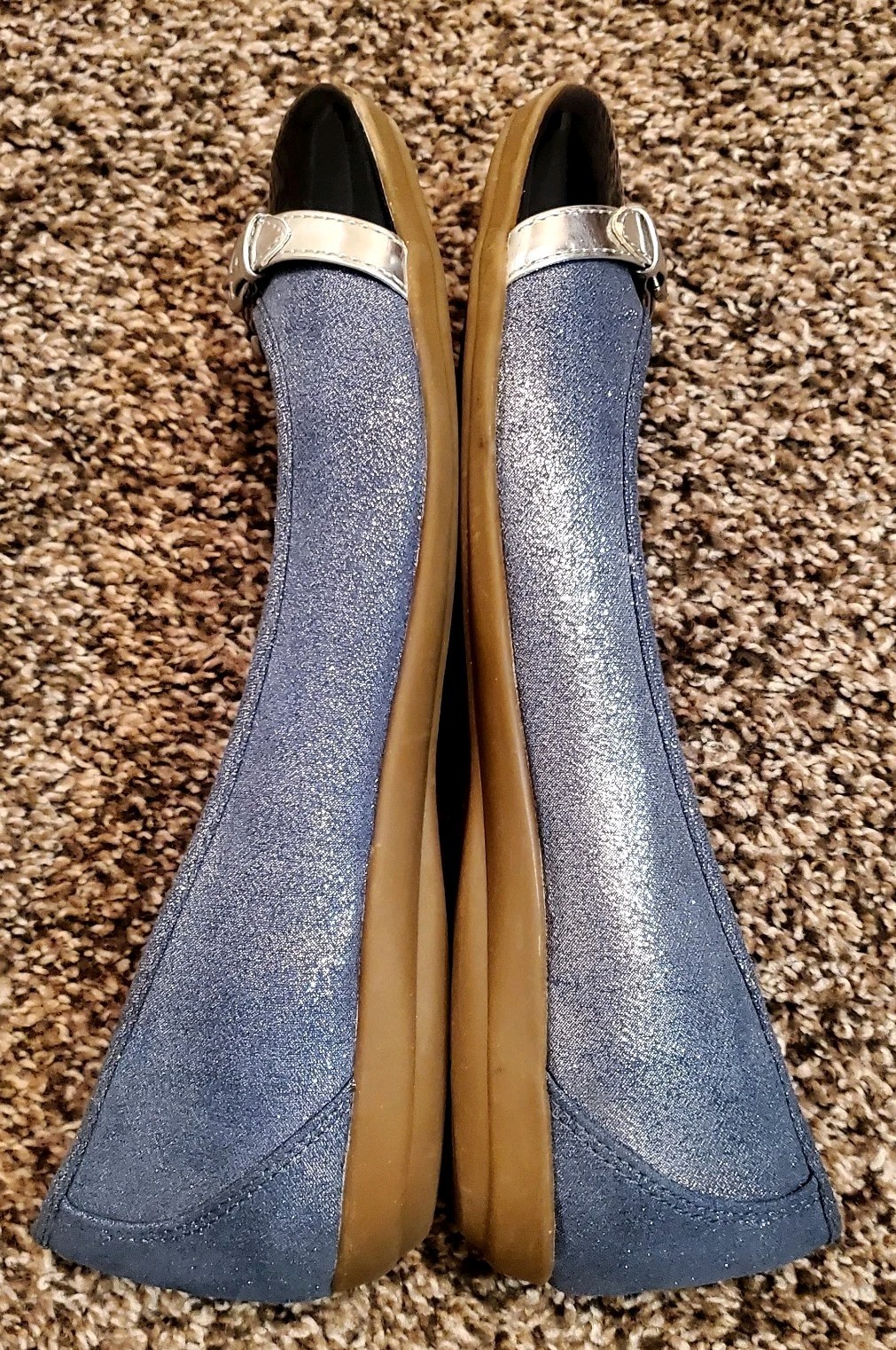 Croft & Barrow Comfort Ballet Flats 9 M Blue Sparkle; Strap, Cap Toe Accents