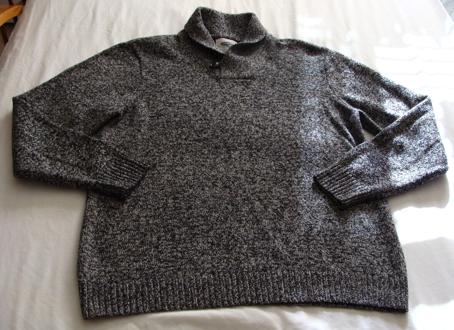 OLD NAVY Black & Gray Long Sleeve COLLARED Pull-Over SWEATER Sz XL (Men’s)