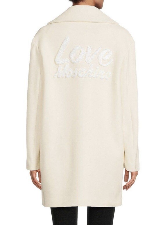 Love Moschino Virgin Wool Blend Car Coat White Sz XS Rrp £540