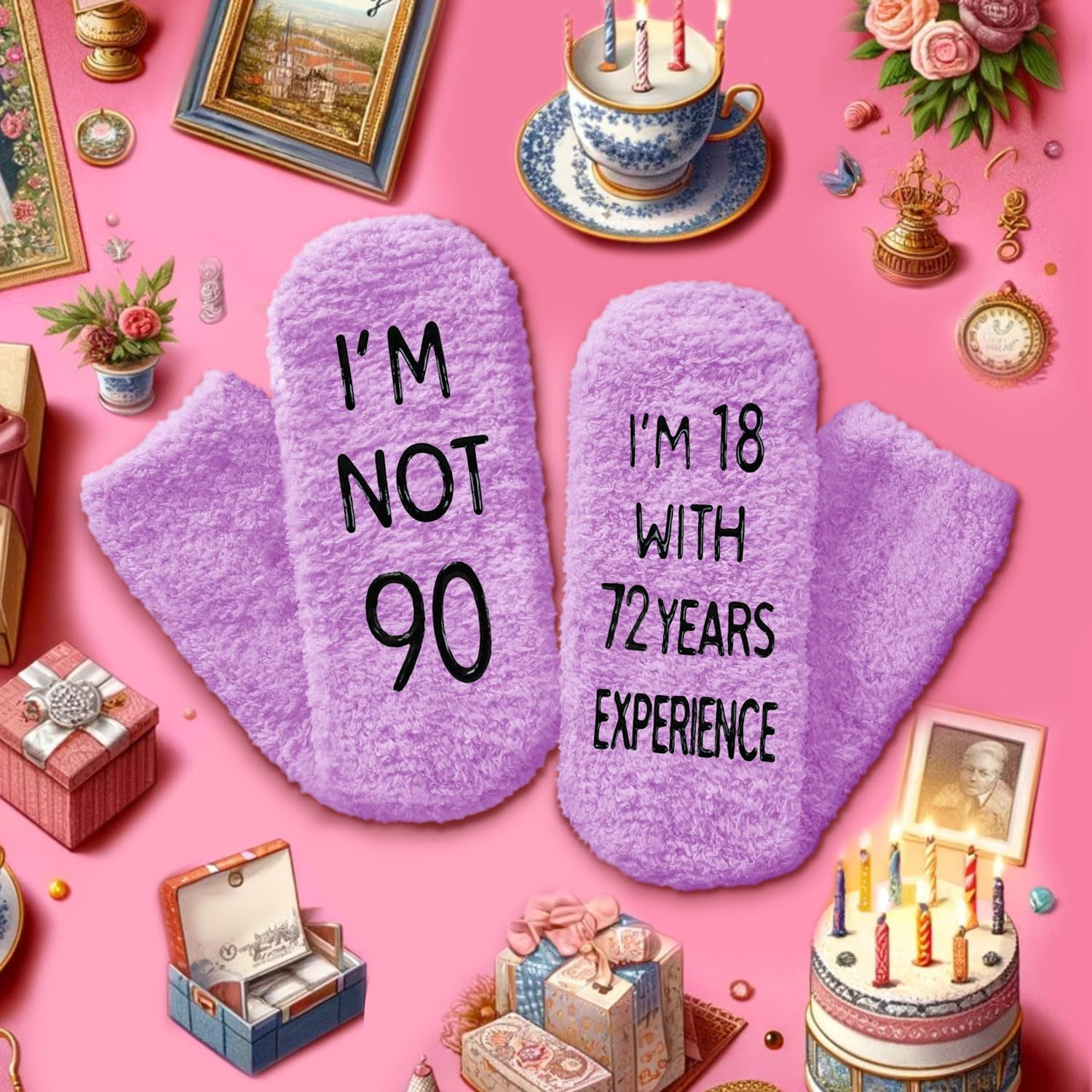 HAPPYPOP Birthday Socks Ideas – Birthday Gift for 90 100 Year Old Elderly Senior