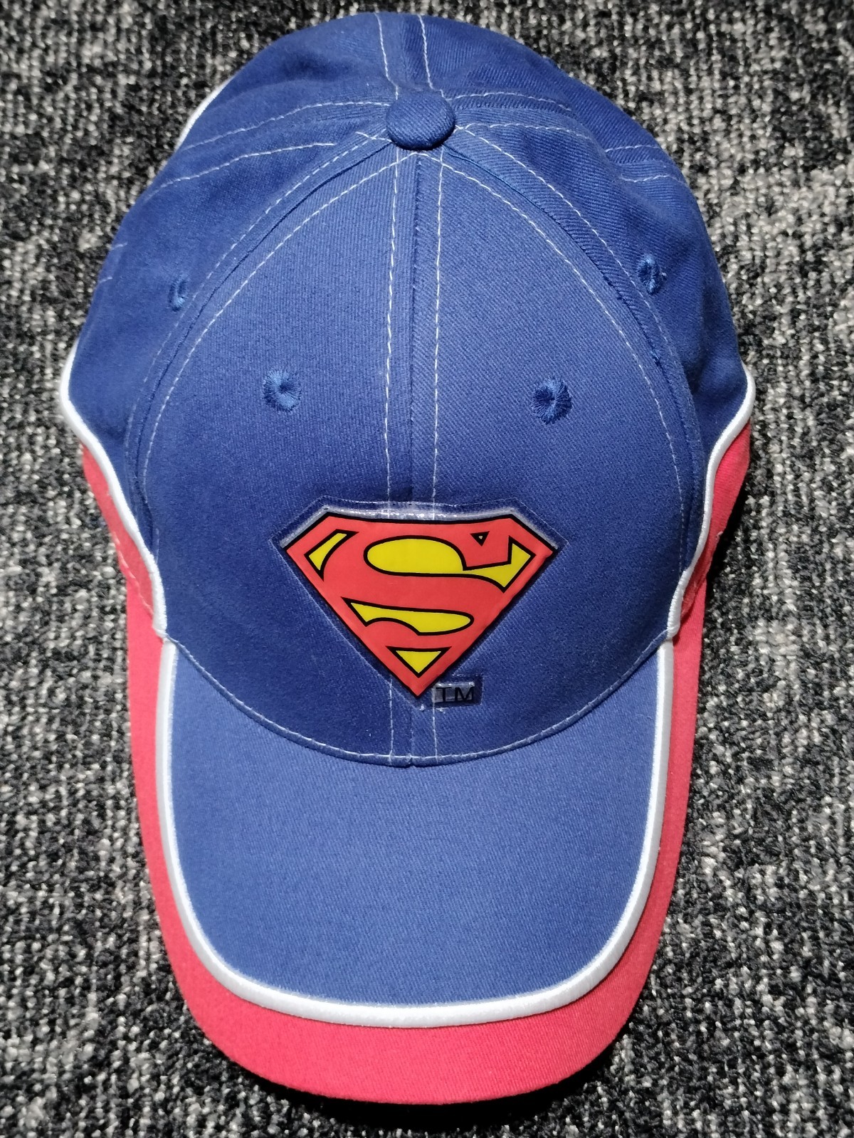Superman Baseball Hat Cap Rare DC Comics VINYL BADGE Adjustable Red White Blue