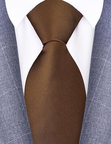 Branduce 3.15″（8cm） Men’s Solid Color Formal Woven Necktie + Gift Box Brown