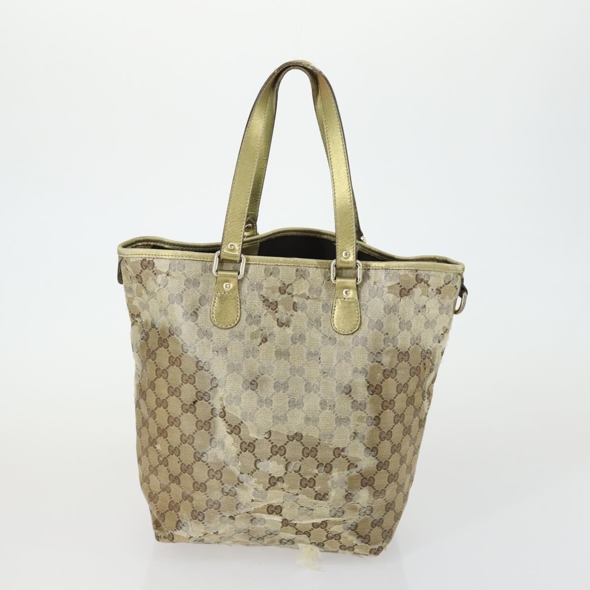 GUCCI GG Crystal Bag Coated Canvas Nylon 2 Set Beige Black Auth 158727