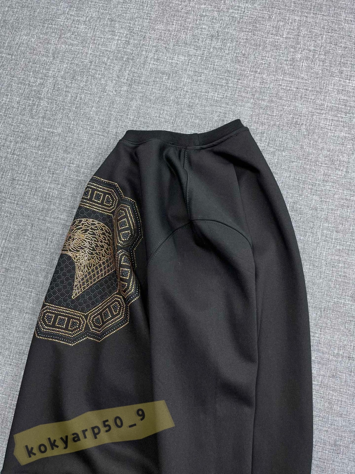 Stefano Ricci 3D Embroidered Logo Black Men’s Casual Round-Neck Sweatshirt