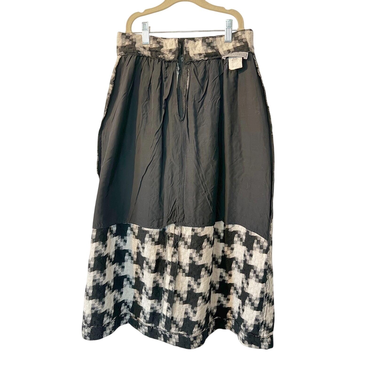 Vintage Norton & Company Houndstooth Midi Skirt w/ Pockets Women XS Office Siren