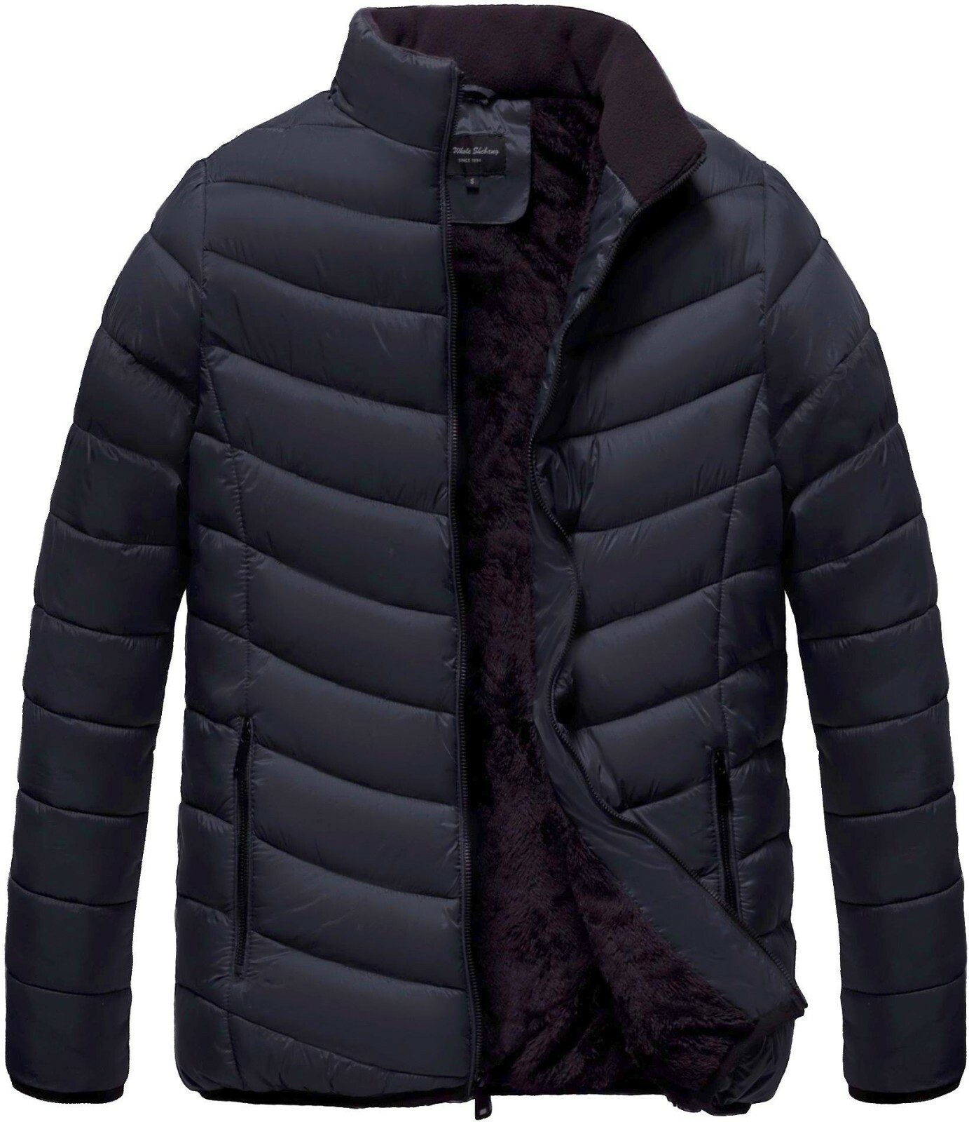 NEW Quilt Warm Winter Puffer Bomber Jacket With Faux Fur Lining Black/Blue/Green