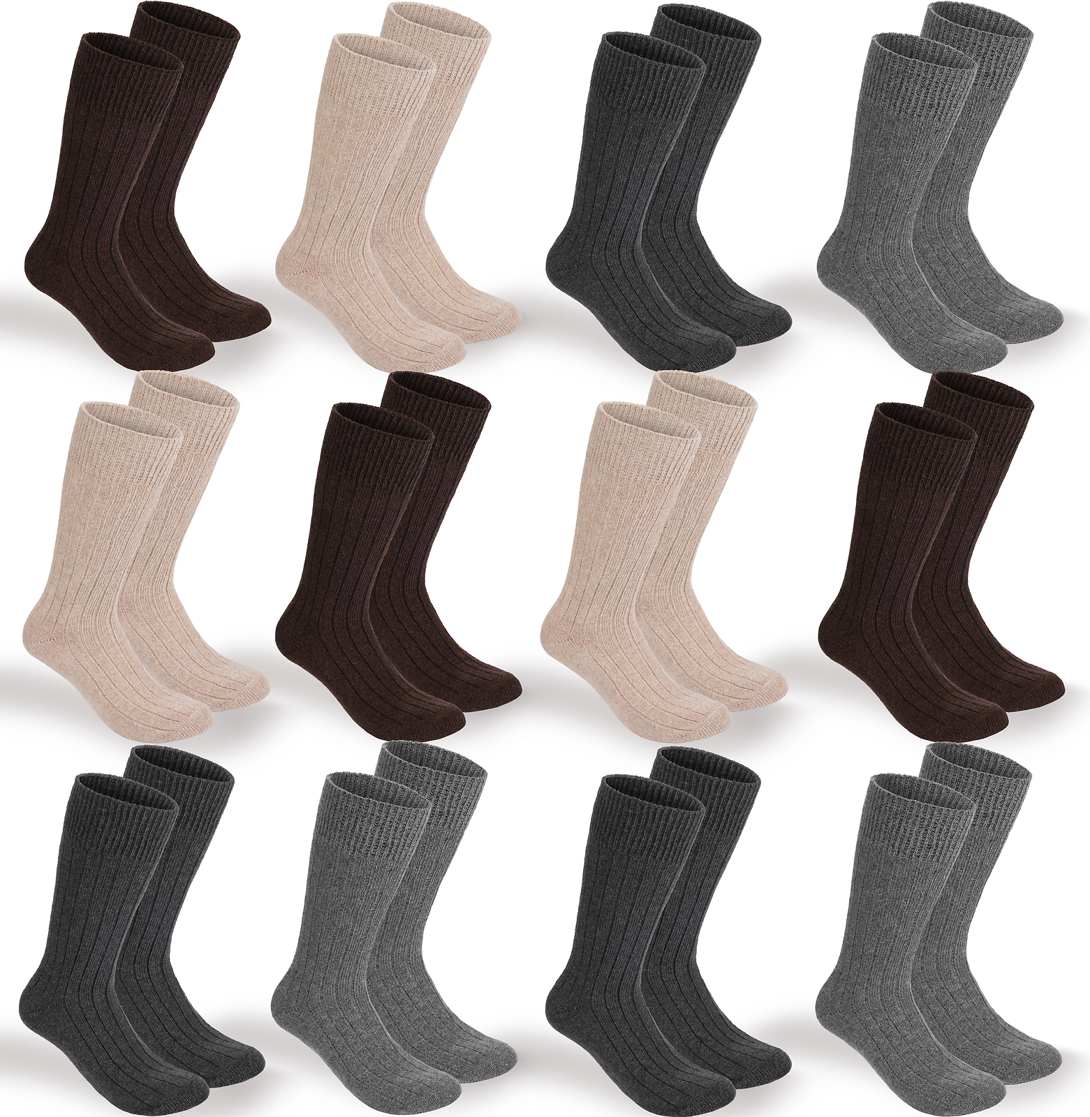 BRUBAKER 4 Pairs Alpaca Wool Socks – Fine Knit Socks for Women and Men