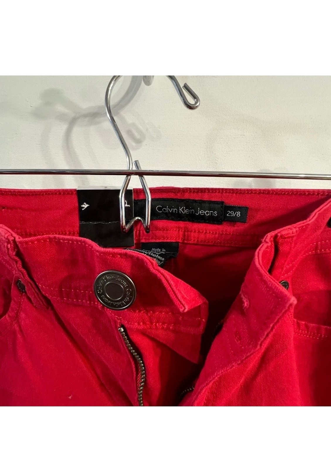 Calvin Klein Jeans Women’s Tango Red Tapered Denim Pants Size 8