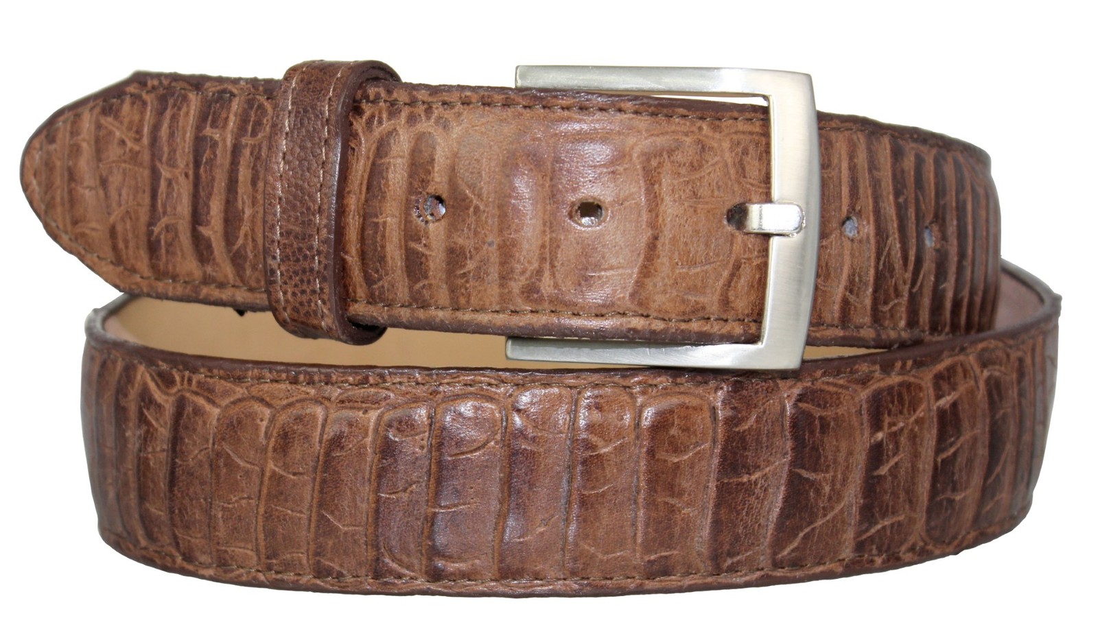 Brown Western Cowboy Belt Full Ostrich Leg Print Leather Removable Buckle Cinto