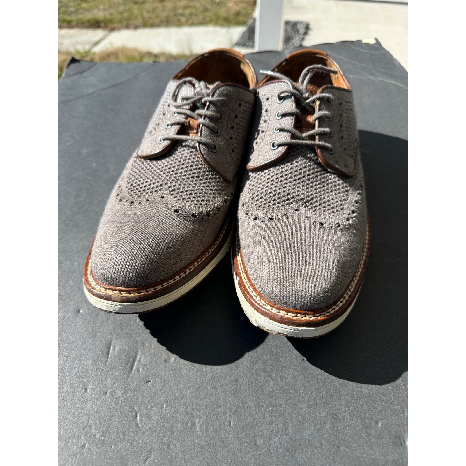 Johnston & Murphy McGuffey Knit Wingtip Oxford Grey Mens 9.5M 20-5368