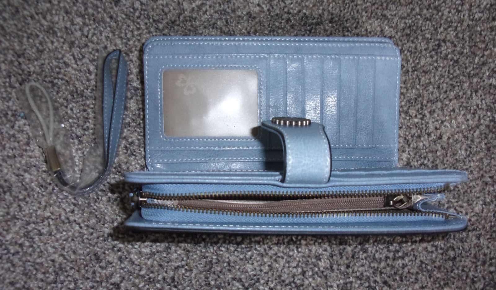Womens Wristlet Wallet Large Capacity PU Blue Leather Clutch with 26 Card Slots
