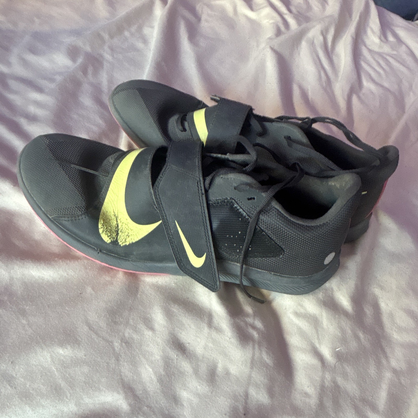 Nike Men’s Long/Triple Jump Spikes Black/Yellow Logo Lace-Up Hook & Loop