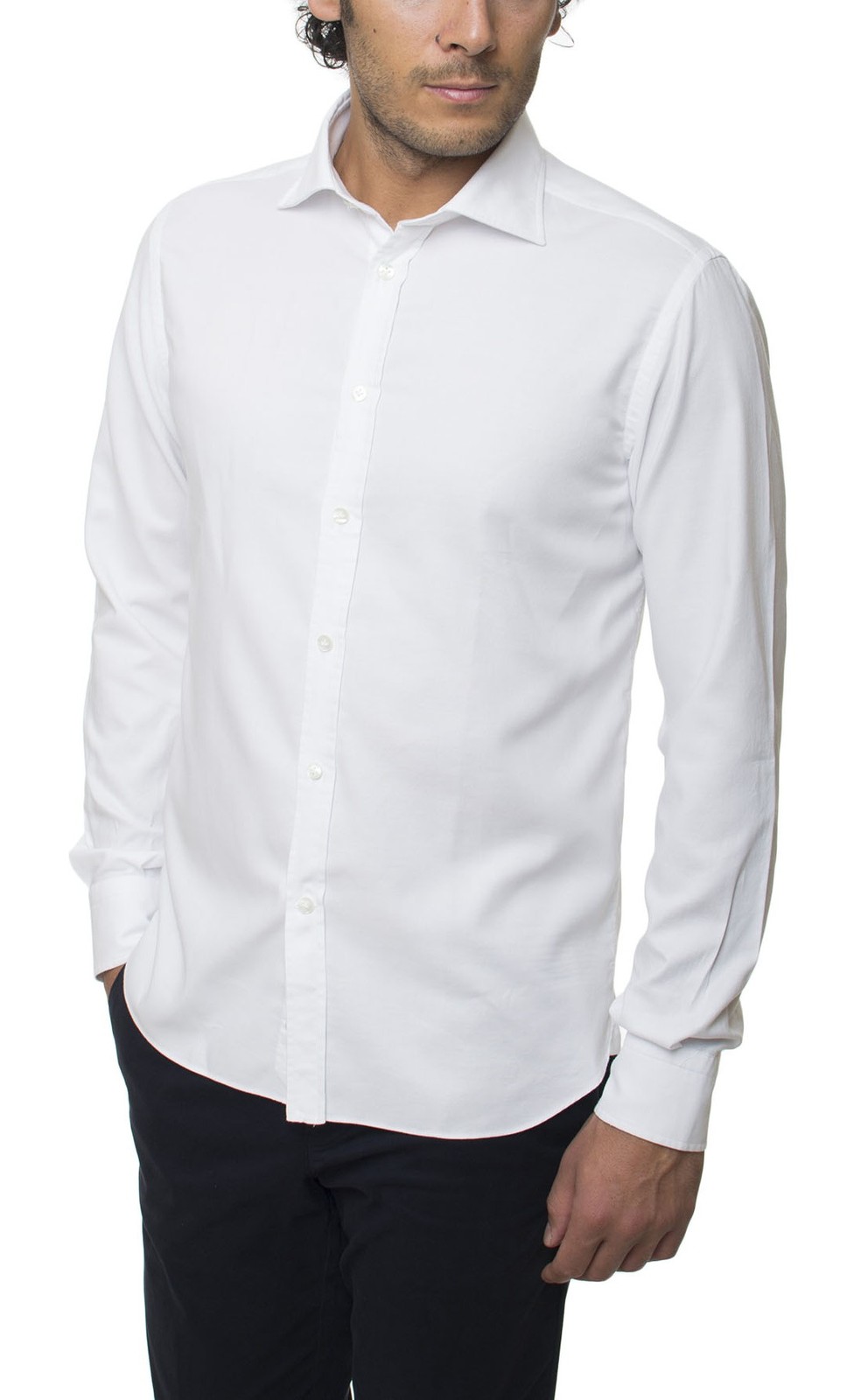 Brancaccio AB60415-WHITE-PE16 SOLID COLOR SHIRT