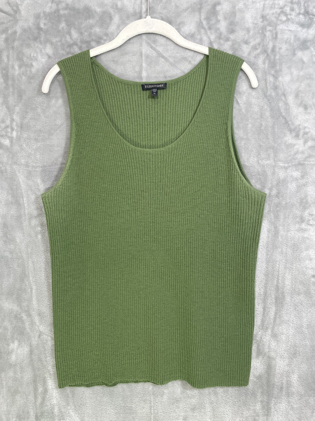 Eileen Fisher 100% Wool Open Front Cardigan + Tank Set Size XL Green Minimalist