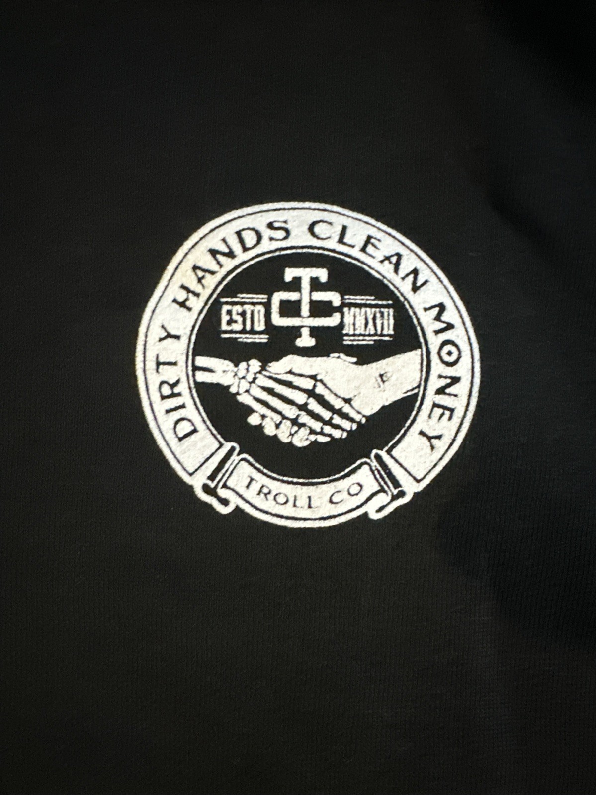 Troll Co Hoodie Men’s 4XL Black Dirty Hands Clean Money Pullover Retro Logo NWT