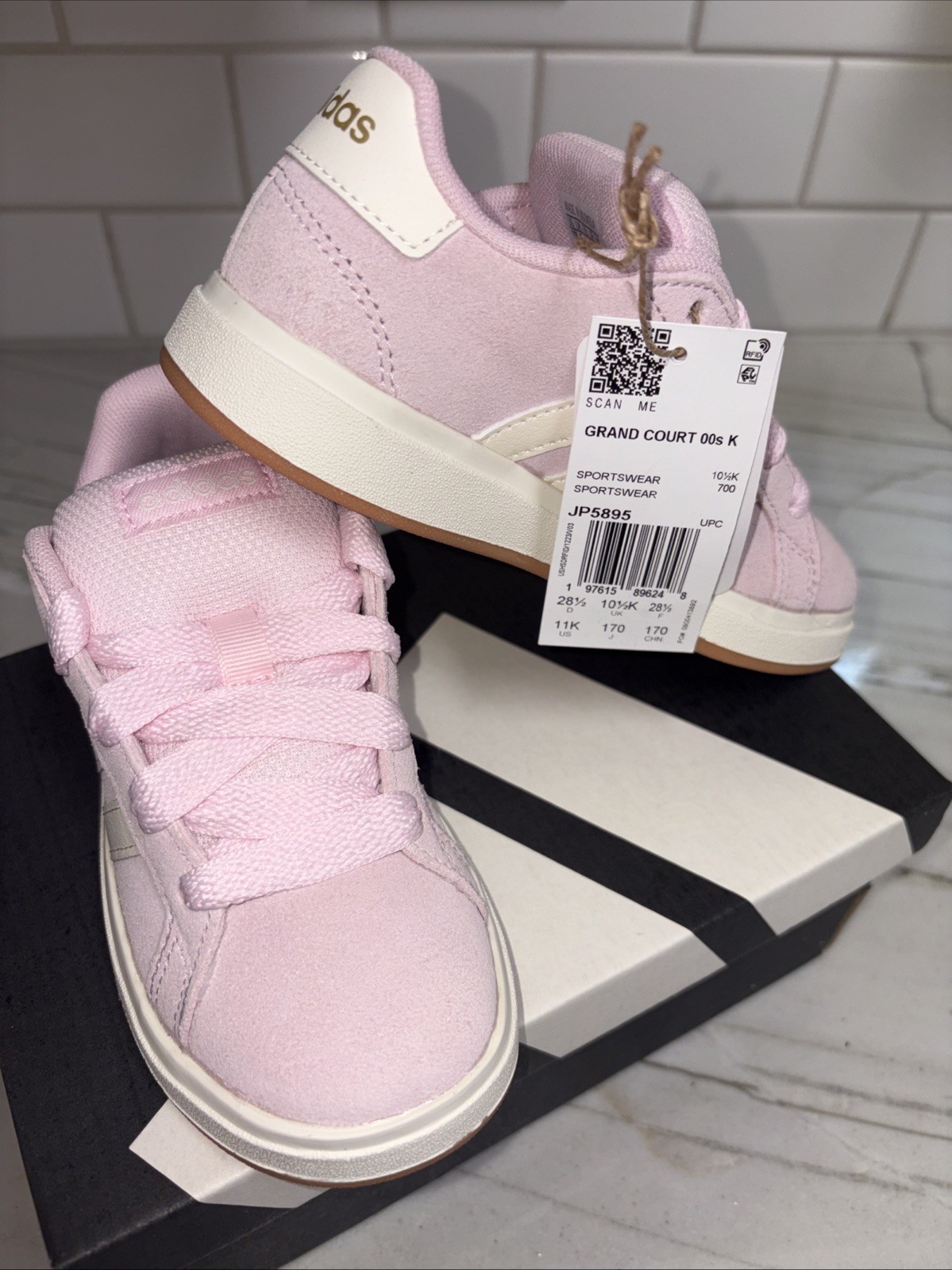 Adidas Grand Court 00s ‘Pink White Gum’ Comfy Shoes / JP5895 / Toddler Size 11K
