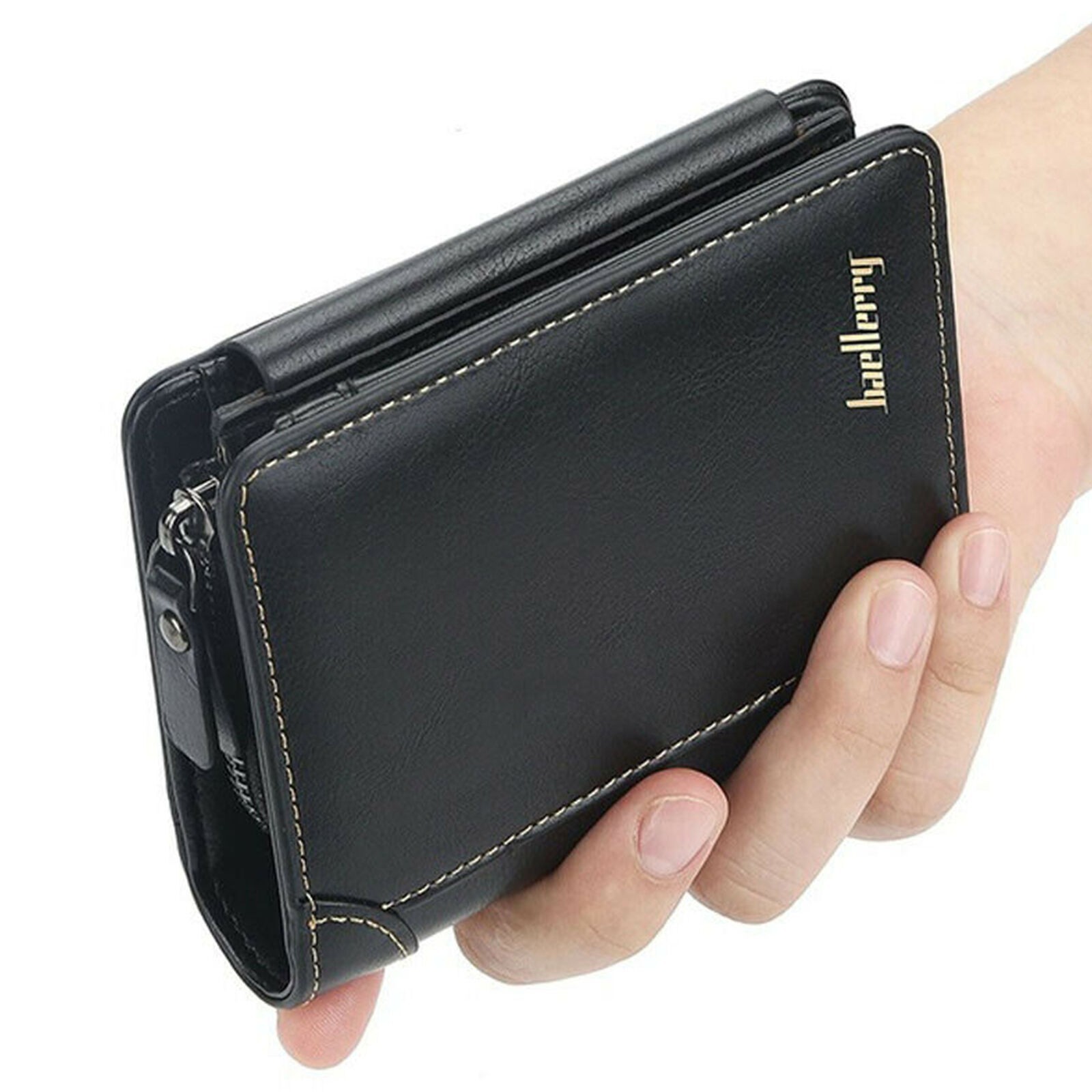 Mens RFID Blocking Leather Wallet Credit Card Holder Bifold Purse With Zip New