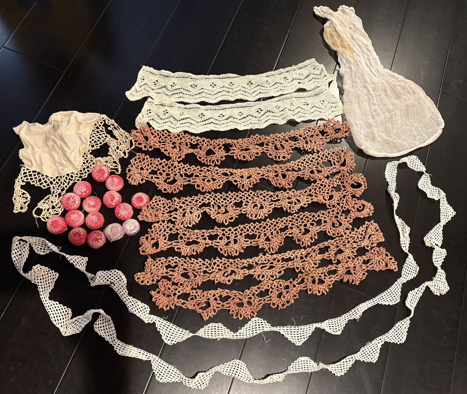 Vintage Hand Tatted Lace Trim Lot Handmade Crochet Sewing Ephemera Estate
