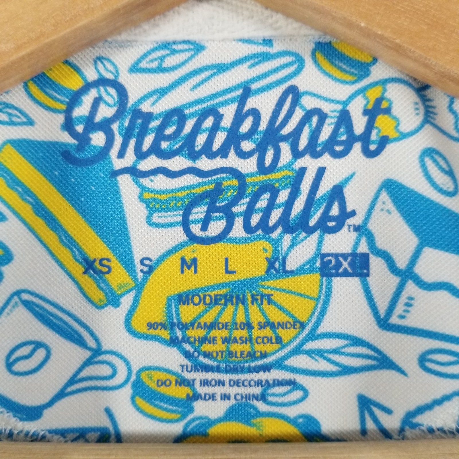 Breakfast Balls Polo Shirt Mens XXL Modern Fit Bacon Brunch Golf Donuts Diner