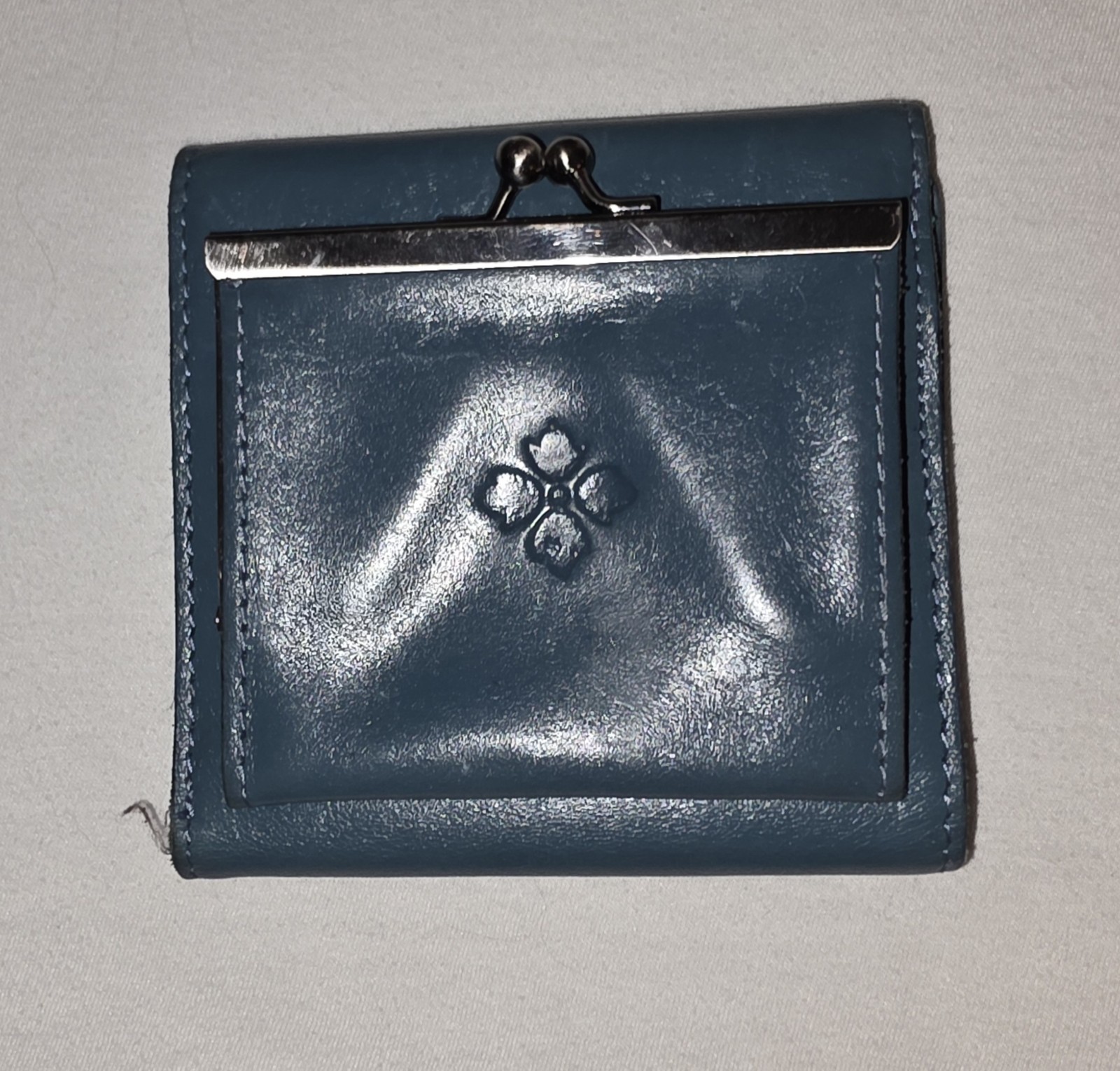 Patricia Nash Bifold Leather Wallet Blue with Coin Pocket