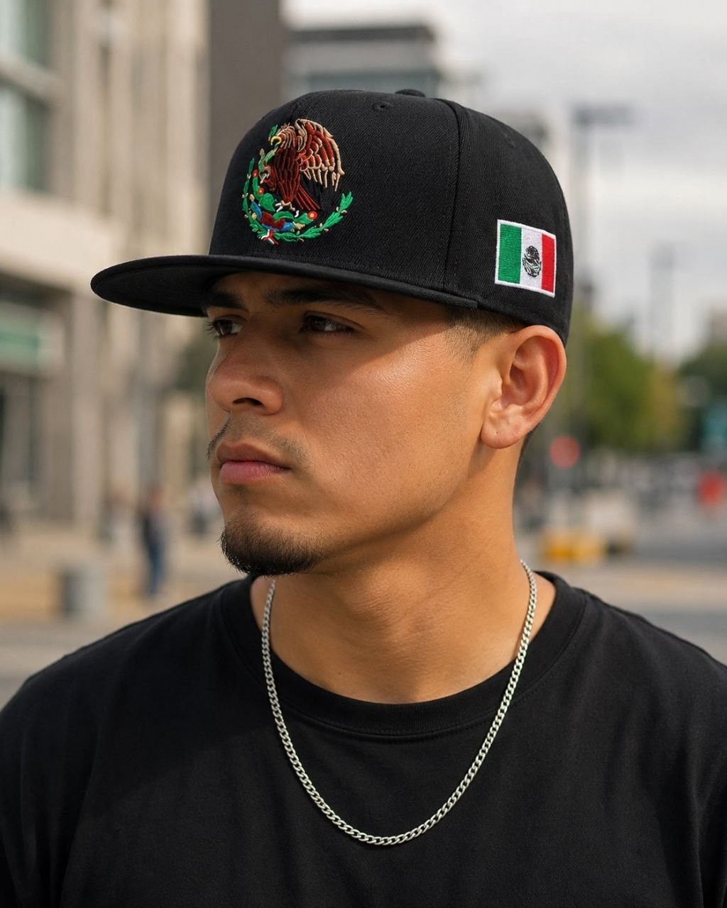Mexico Flag Snapback Hat Eagle Embroidered New Flat Brim Cap Black Red Green