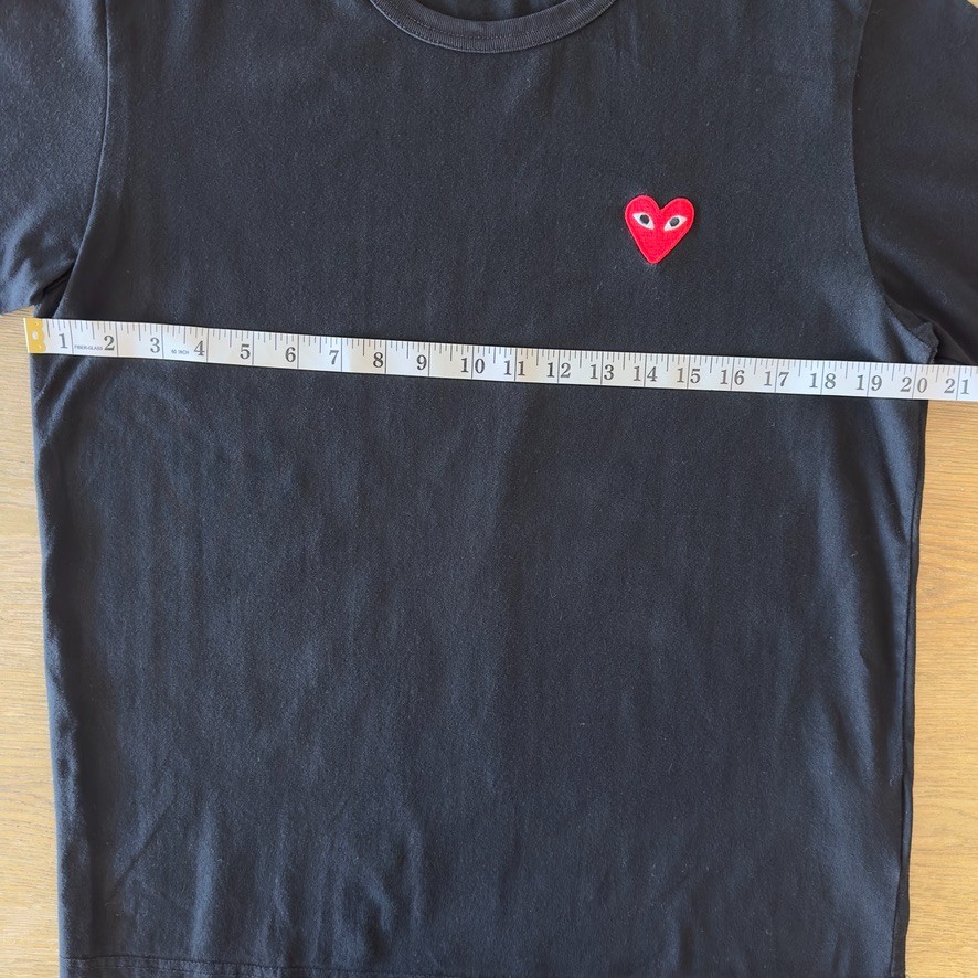 Comme des Garçons PLAY Unisex Black Red Heart Logo T-Shirt-Short Sleeve-Sz XL