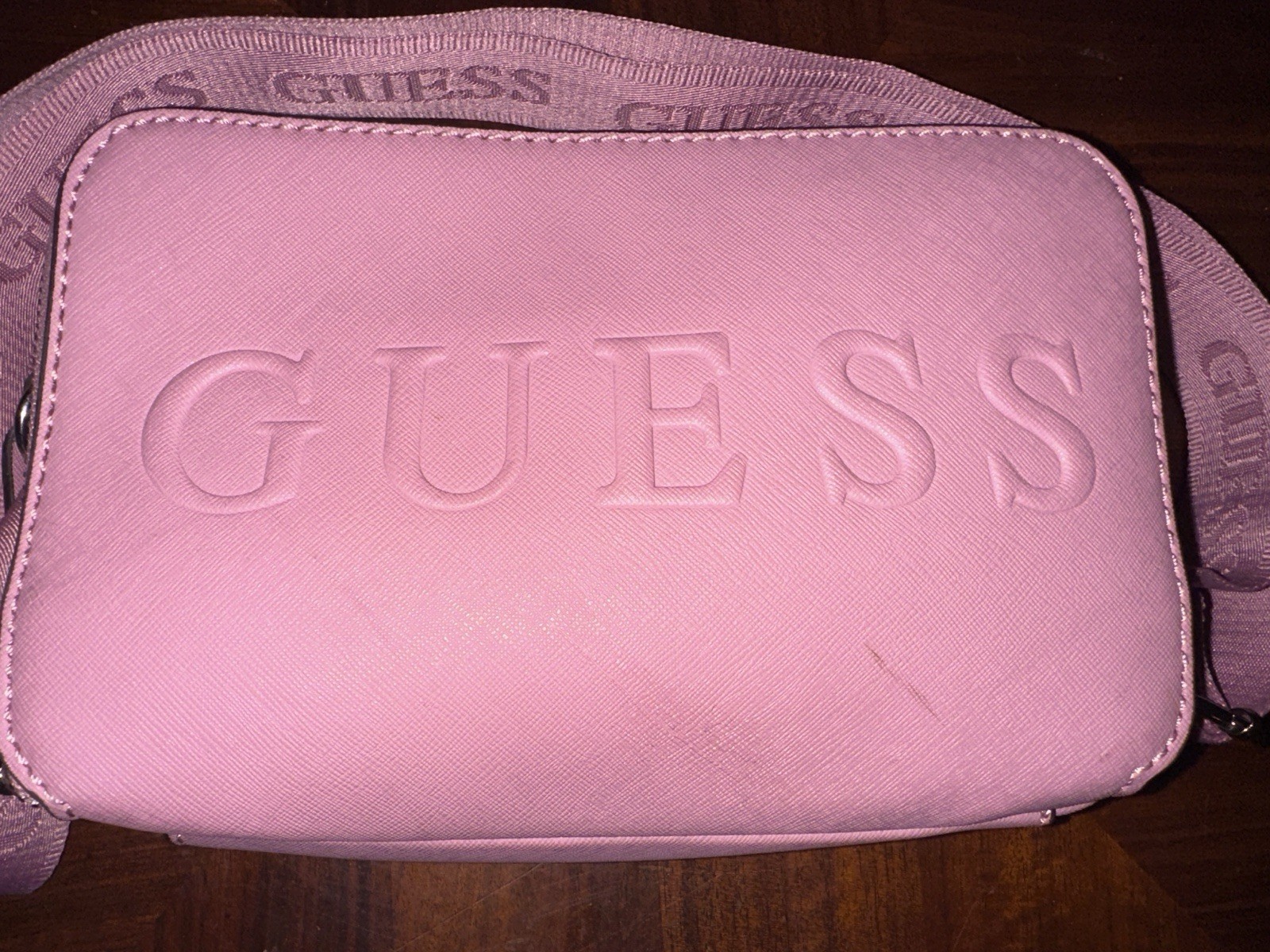 Guess Purse, Pink, Zip Top Closures, Shoulder / Crossbody Bag