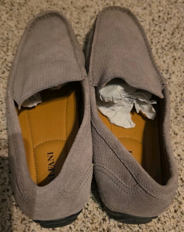 ALFANI KENDRIC DRIVING MOCS SHOES MEN’S 10.5M GRAY TEXTURED SUEDE 42101-EUC!