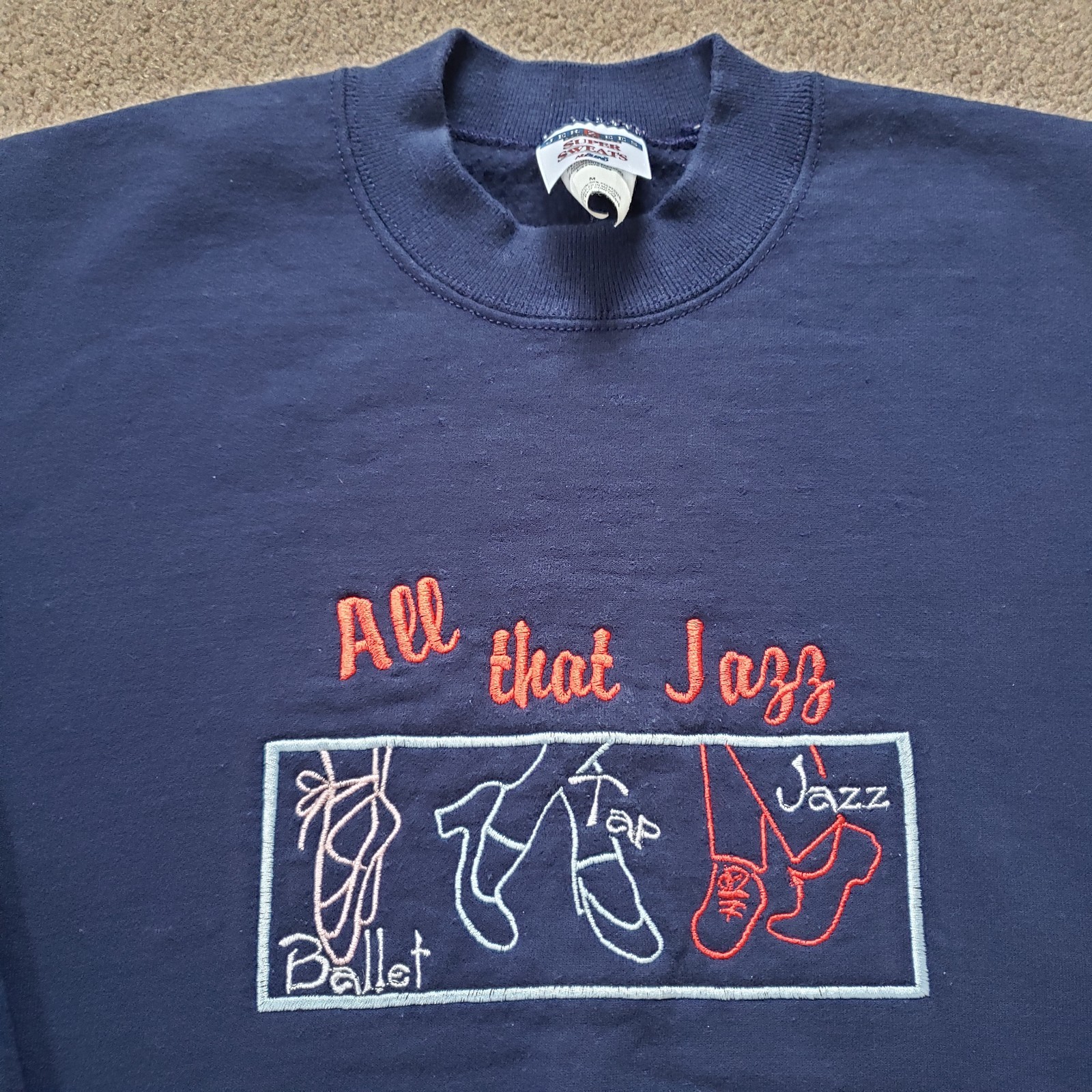 Vintage 90s All That Jazz Size Medium Unisex Navy Blue Sweatshirt Tap Ballet