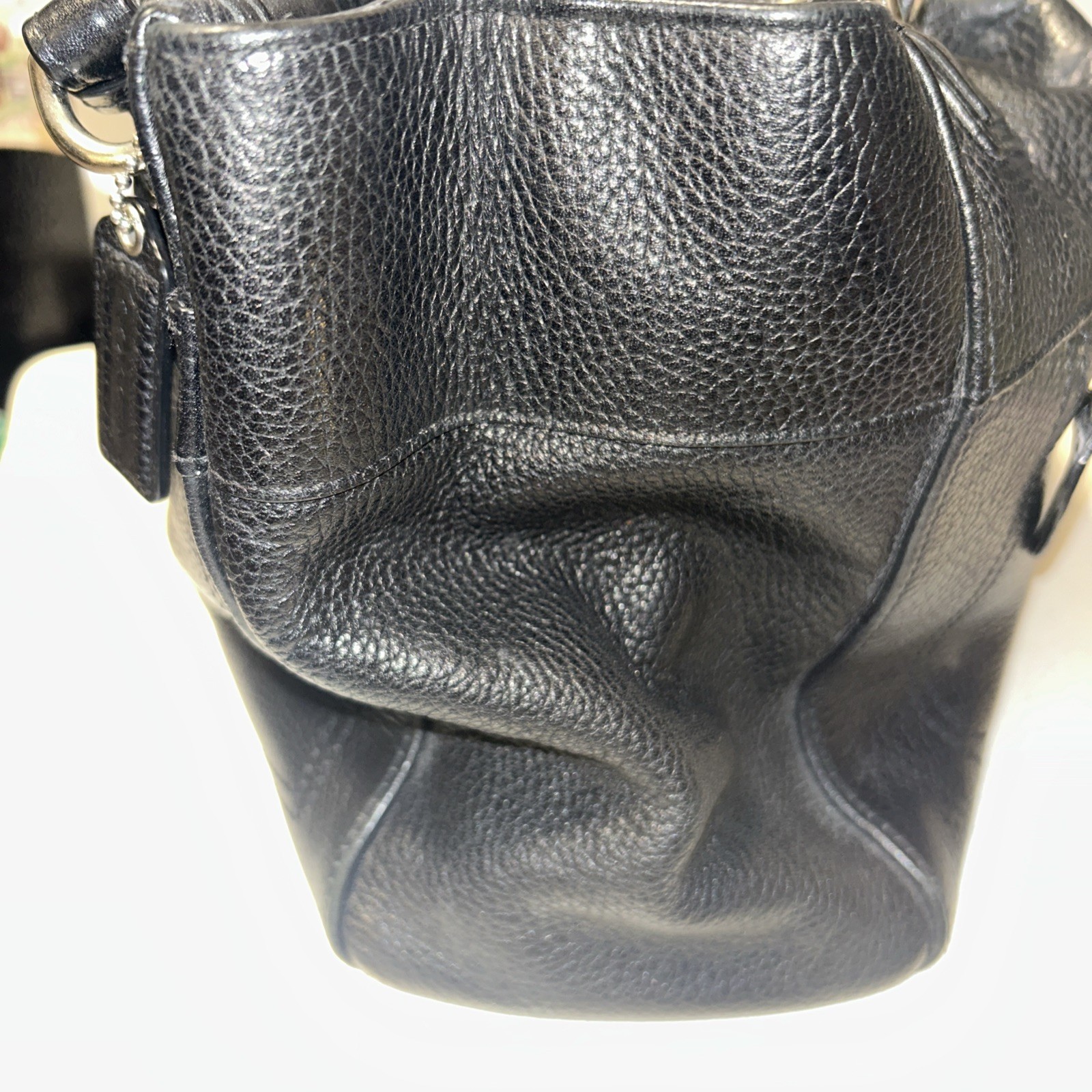 Coach F16531 Penelope Black Pebbled Leather Silver Detail Satchel Handbag