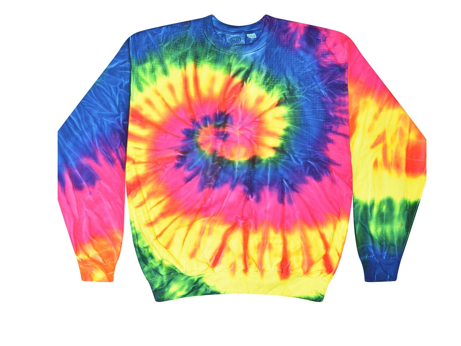 Tie Dye Multi-Color Crew Neck Fleece Adult Small to 3XL 80% Cotton Long Sleeve