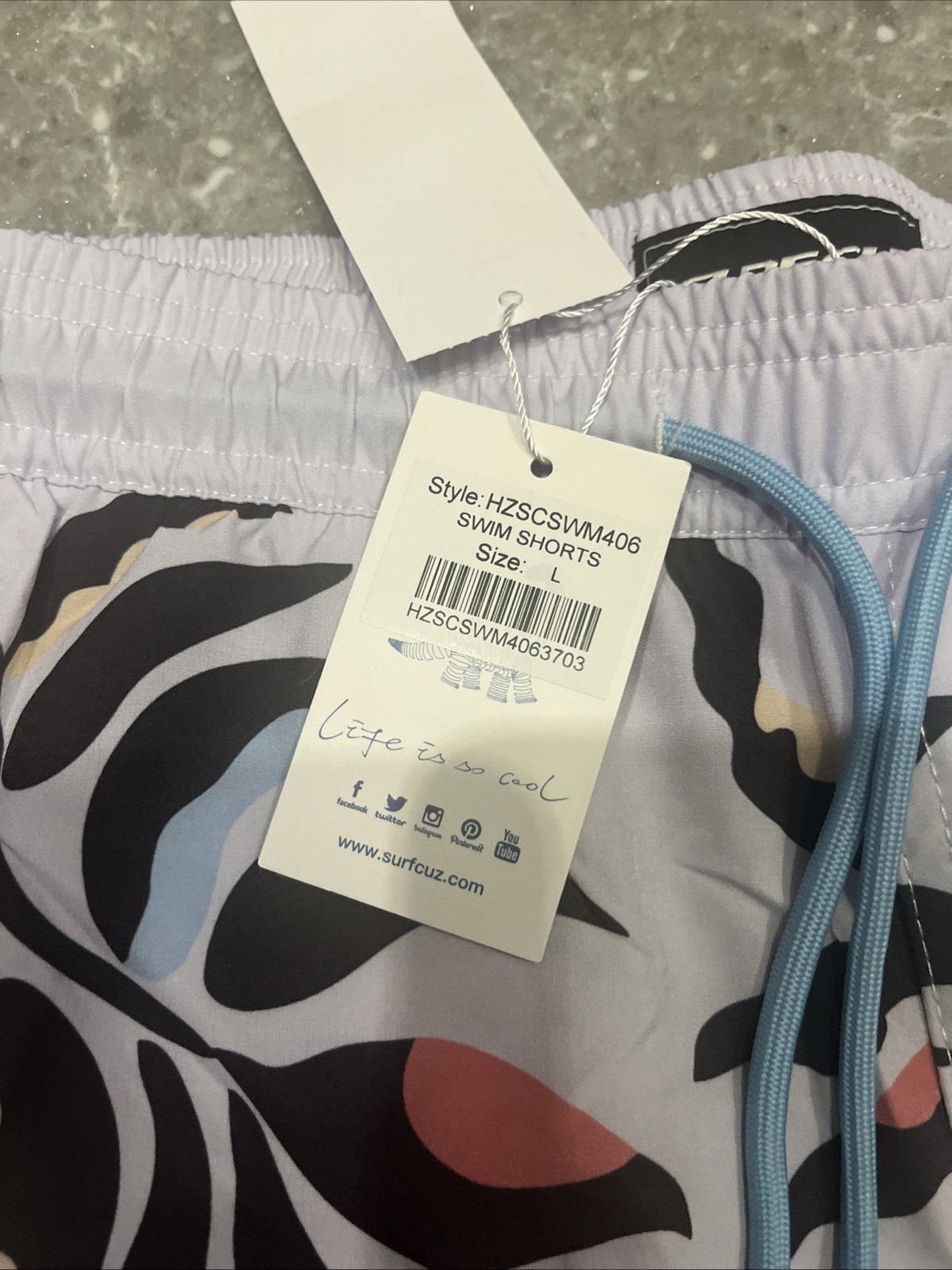 Surfcuz Men’s Swim Trunks In Multicolor Floral Lined Size Large NWT