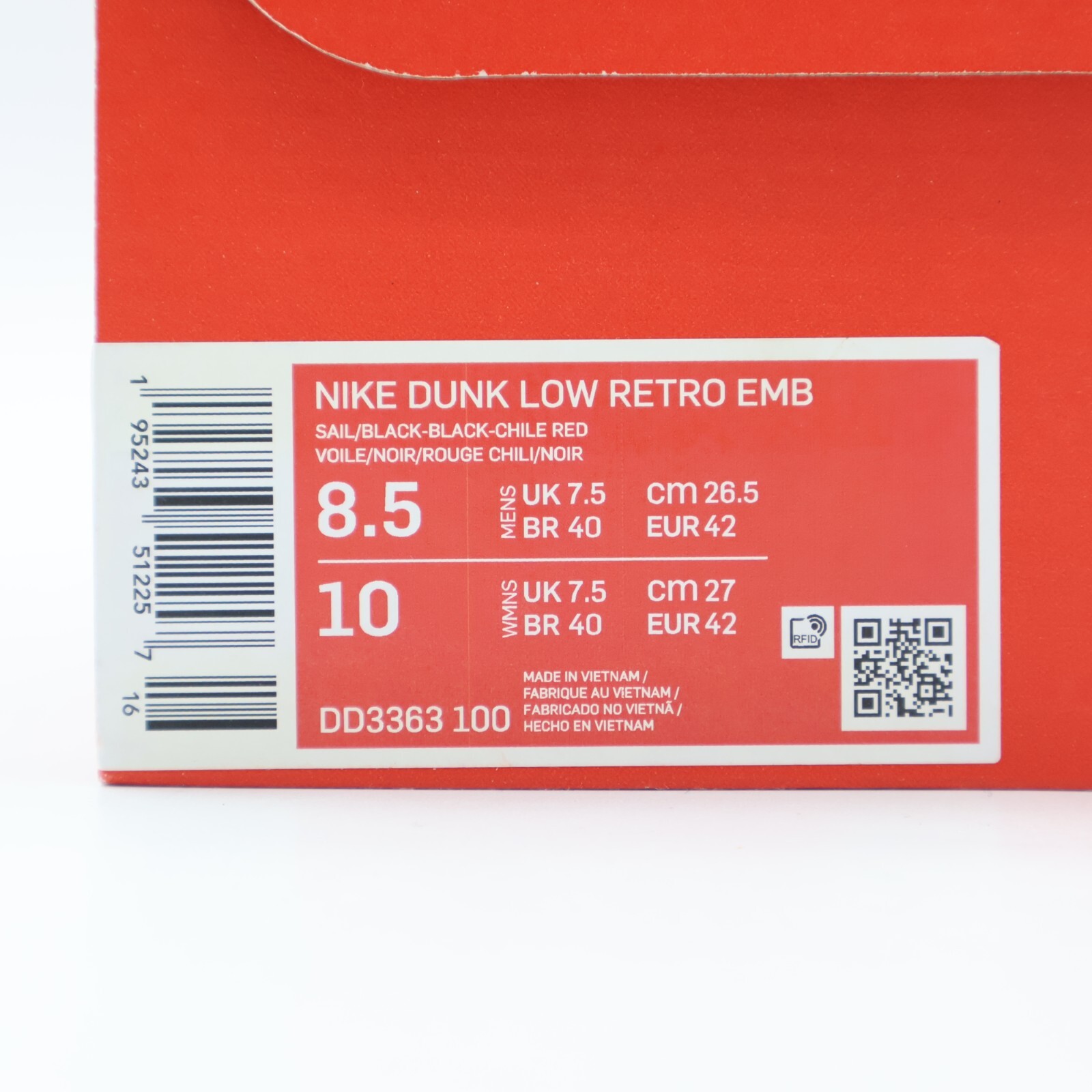 DD3363-100 NBA × Nike Dunk Low EMB 75th Anniversary Chicago Bulls Chile Red Sail