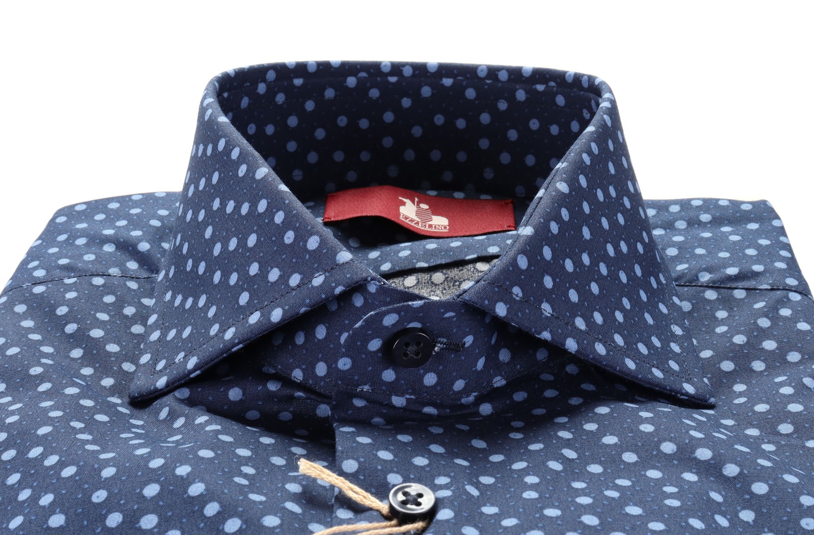 NWT EZZELINO DRESS SHIRT Navy blue stretch cotton Italy M slim fit