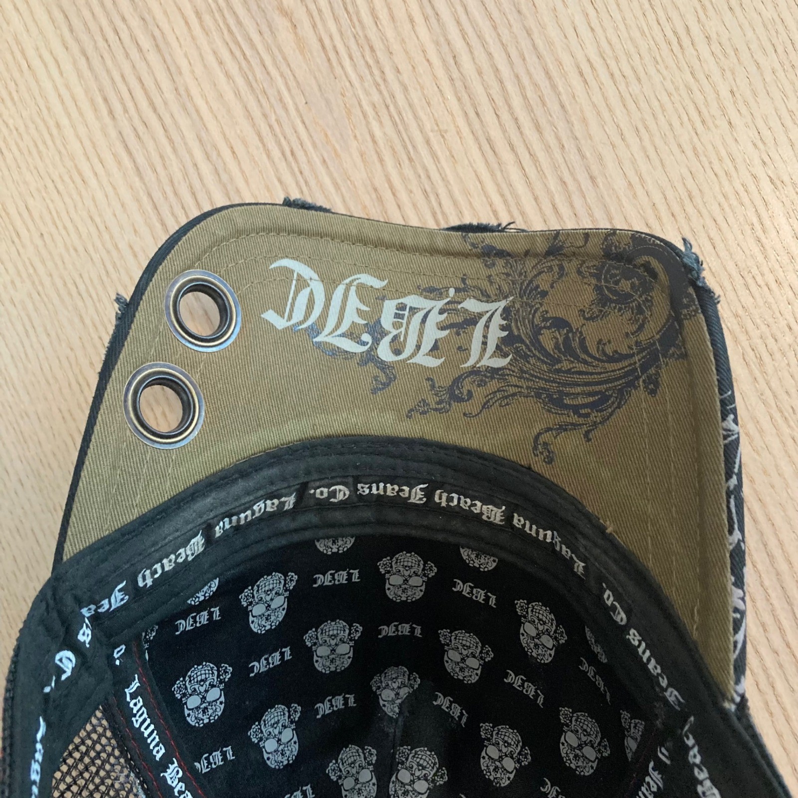Laguna Beach Jean Co Hat Mens OS Cross Y2K Grunge Gothic Embroidered Distressed