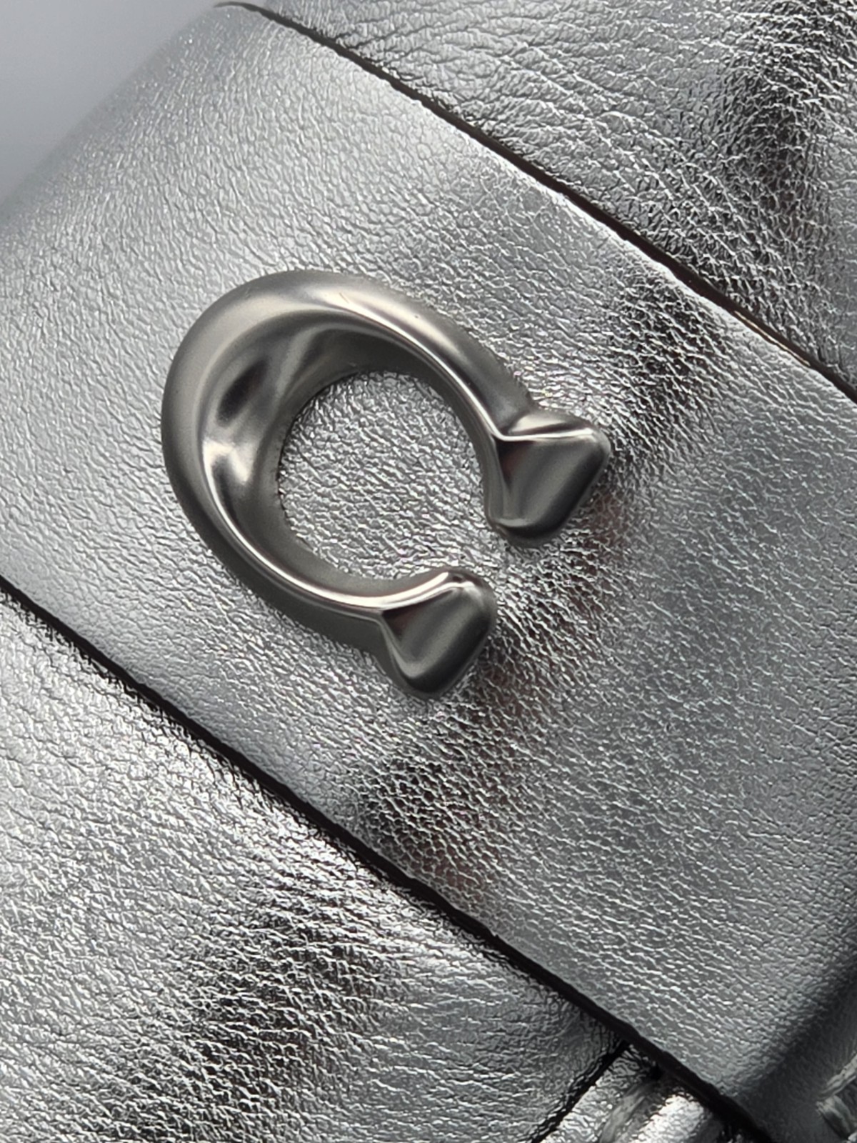 Coach Leah Metallic Leather Silver Loafers Chunky Heel SIZE 8.5 B NEW MSRP $195